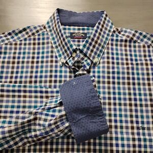 Paul & Shark Yachting Button Down Shirt Mens Size XL Cotton Plaid Made In Italy
